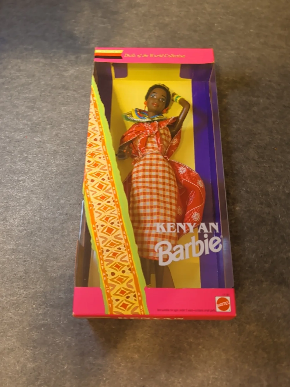 Kenyan Barbie Doll in Red Plaid Dress